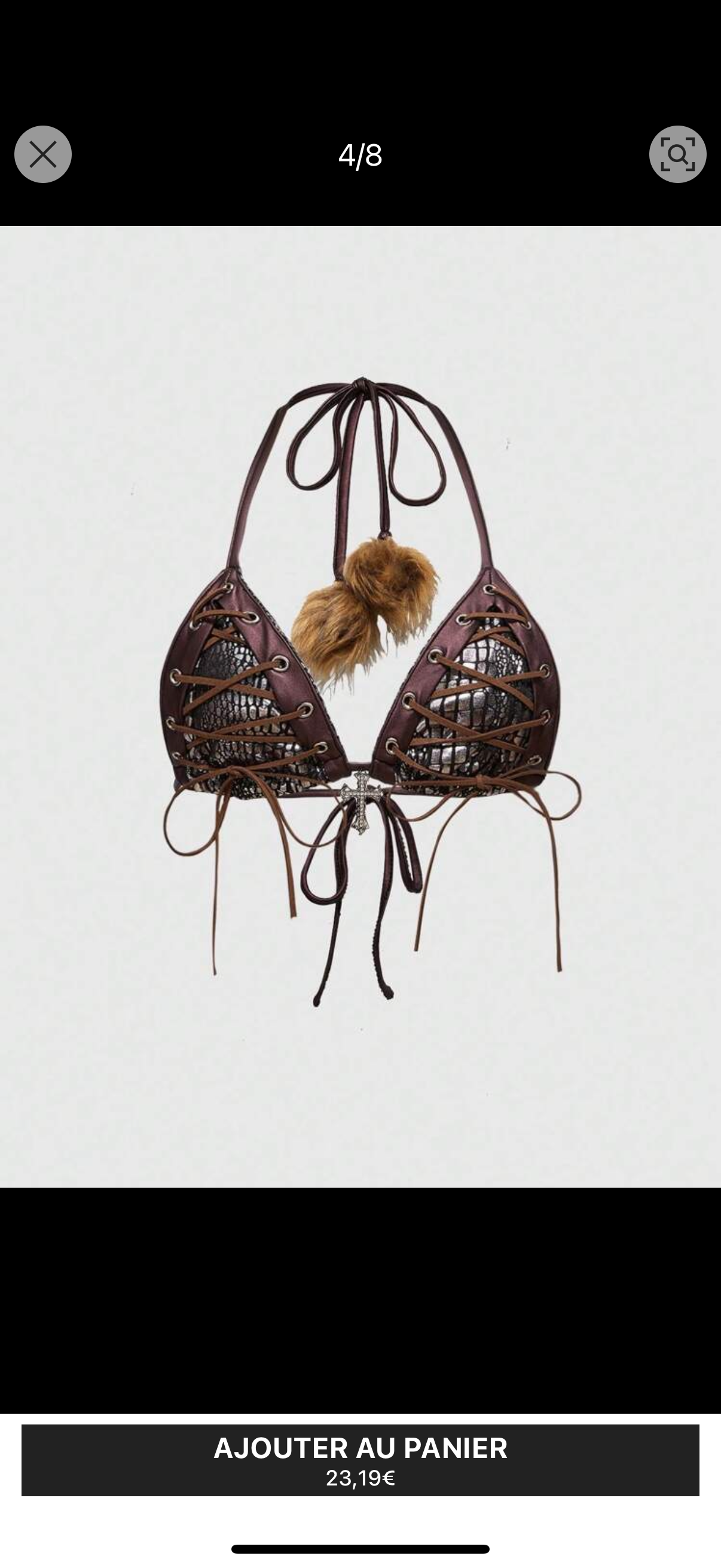 lace-up bikini set with fur