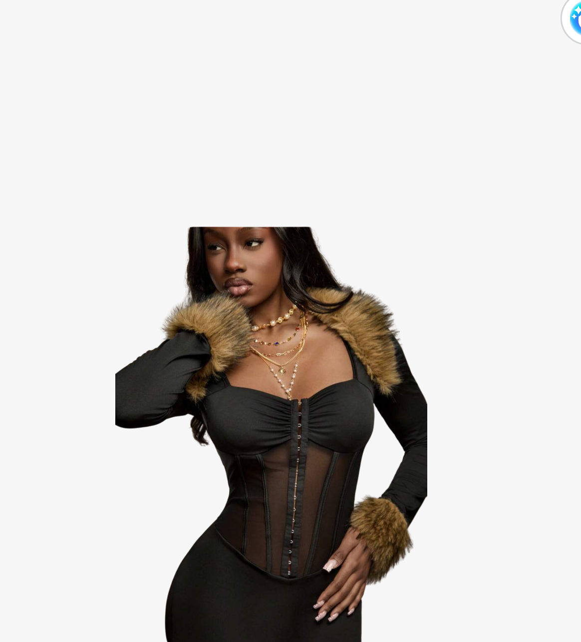 Transparent knit fur jumpsuit